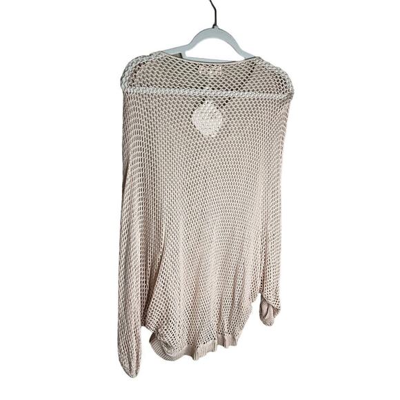 Simply Couture Top Sheer Dolman Sleeves Open Knit Boho Cream Womens Large NWT - Picture 2 of 6